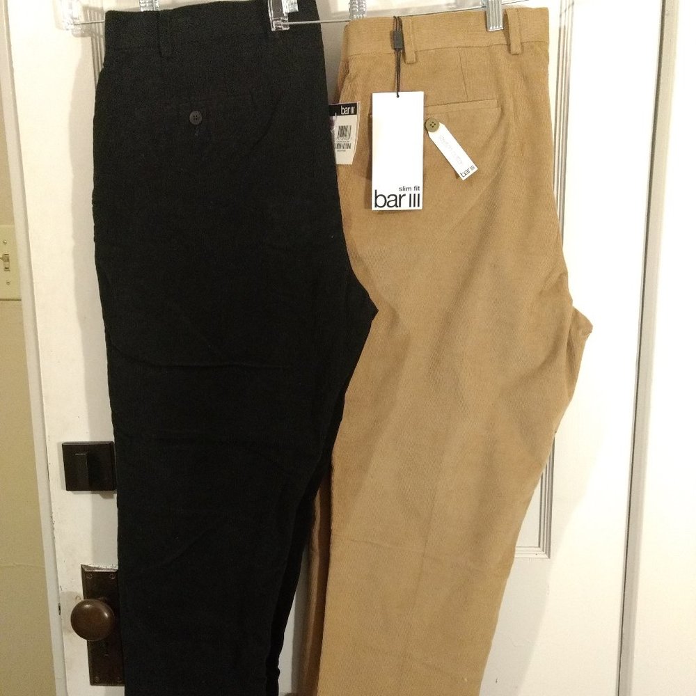 (2) Pair Bar III Mens micro-corduroy, slim fit